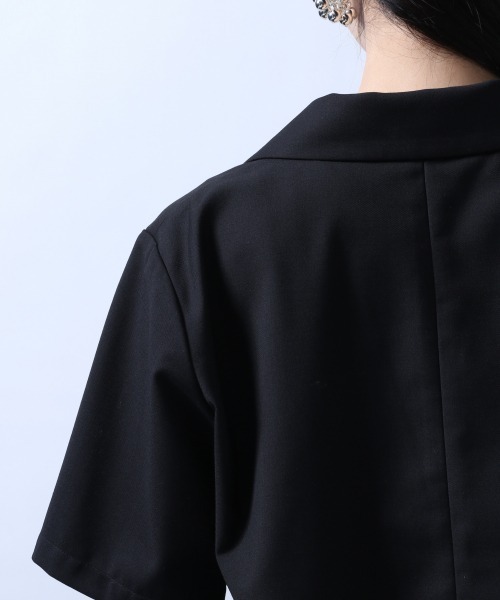 HARE ベルトツキジャケット ストレートパンツ セットアップ 黒 セール】flowerレースジャケット＊ワイドパンツセットアップ