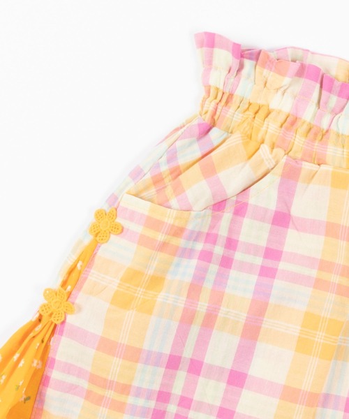 KP（ケーピー）の「シャーリングチェックキュロット(100-130cm)（その他パンツ・キッズ・オレンジ/ブルー系その他・110cm/120cm/130cm）」の4枚目の写真