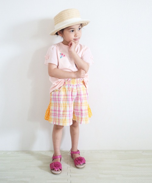 KP（ケーピー）の「シャーリングチェックキュロット(100-130cm)（その他パンツ・キッズ・オレンジ/ブルー系その他・110cm/120cm/130cm）」の9枚目の写真