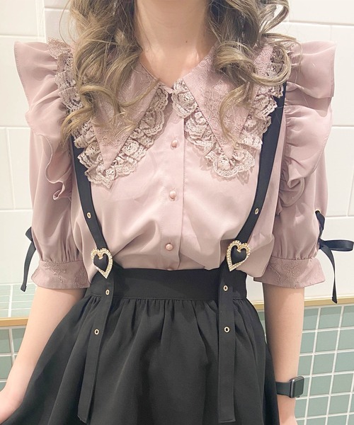 セール】BIGレース衿袖リボンブラウス（シャツ/ブラウス）｜ROJITA