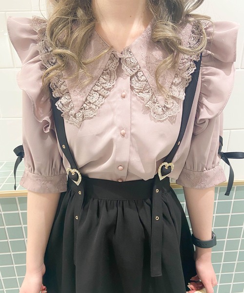 セール】BIGレース衿袖リボンブラウス（シャツ/ブラウス）｜ROJITA