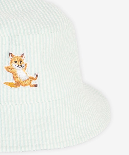 Maison Kitsuné デニム バケットハット　メゾンキツネ　パッチワーク Maison Kitsuné デニム バケットハット メゾンキツネ パッチ