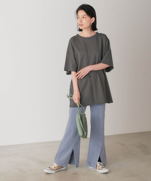 forksy.(フォルクシー)の「【forksy.】デニムピグメント加工スリットフレアパンツ(デニムパンツ・レディース・チャコールグレー/パープル/ブラウン/ブルー/ライトベージュ・FREE)」の20枚目の写真