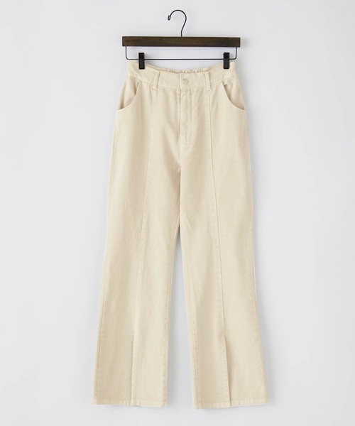 forksy.(フォルクシー)の「【forksy.】デニムピグメント加工スリットフレアパンツ(デニムパンツ・レディース・チャコールグレー/パープル/ブラウン/ブルー/ライトベージュ・FREE)」の6枚目の写真