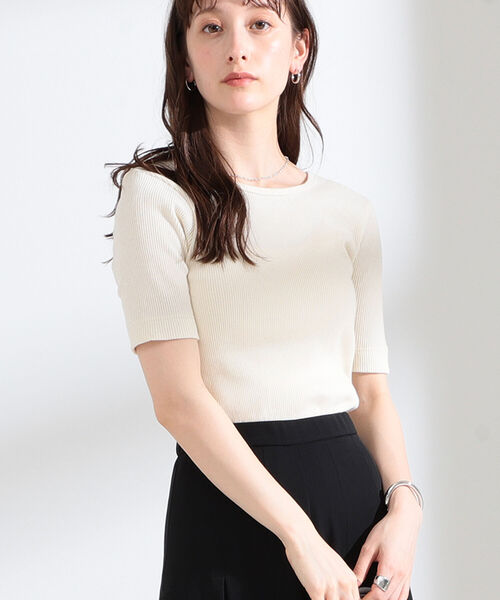 Ray BEAMS（レイビームス）の「Ray BEAMS / リブ ラウンドネック Tシャツ（Tシャツ/カットソー・レディース・パープル/ブラウン/ホワイト系その他/ミント・ONE SIZE）」の2枚目の写真