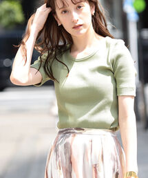 Ray BEAMS | Ray BEAMS / リブ ラウンドネック Tシャツ(Tシャツ/カットソー)
