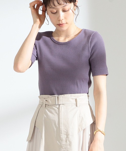 Ray BEAMS（レイビームス）の「Ray BEAMS / リブ ラウンドネック Tシャツ（Tシャツ/カットソー・レディース・パープル/ブラウン/ホワイト系その他/ミント・ONE SIZE）」の13枚目の写真