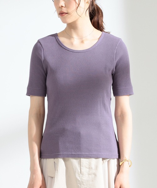 Ray BEAMS（レイビームス）の「Ray BEAMS / リブ ラウンドネック Tシャツ（Tシャツ/カットソー・レディース・パープル/ブラウン/ホワイト系その他/ミント・ONE SIZE）」の15枚目の写真