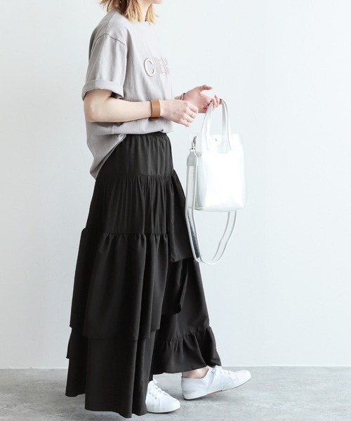 reca（レカ）の「ランダムティアードボリュームスカート（スカート・レディース・ブラック/ライトグレー・FREE）」の2枚目の写真