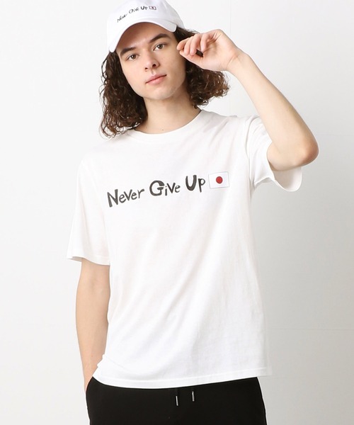 Purple&Yellow（パープルアンドイエロー）の「NEVER GIVE UP JAPAN　Tシャツ（Tシャツ/カットソー・メンズ・ホワイト/ネイビー/レッド/グリーン/ライトイエロー・MEDIUM/LARGE）」の2枚目の写真