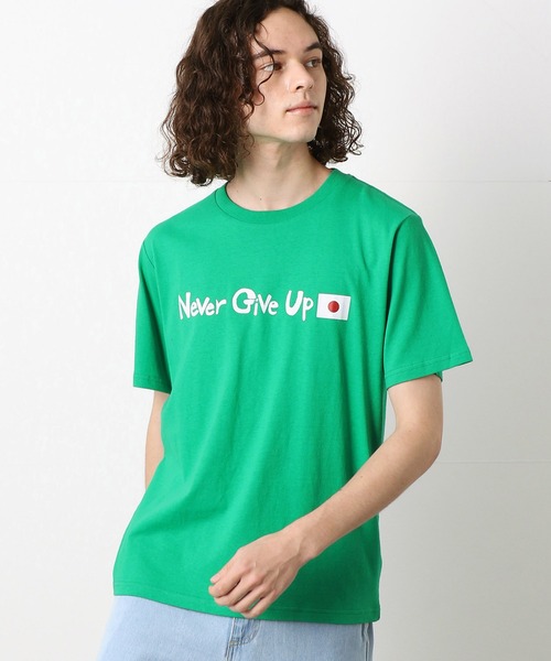 Purple&Yellow（パープルアンドイエロー）の「NEVER GIVE UP JAPAN　Tシャツ（Tシャツ/カットソー・メンズ・ホワイト/ネイビー/レッド/グリーン/ライトイエロー・MEDIUM/LARGE）」の7枚目の写真