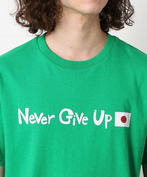 Purple&Yellow（パープルアンドイエロー）の「NEVER GIVE UP JAPAN　Tシャツ（Tシャツ/カットソー・メンズ・ホワイト/ネイビー/レッド/グリーン/ライトイエロー・MEDIUM/LARGE）」の8枚目の写真