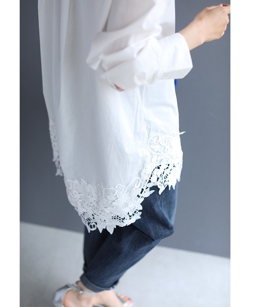 cawaii(カワイイ)の「白花浮かぶデコレーションレースのシャツトップス(シャツ/ブラウス・レディース・ホワイト・FREE)」の9枚目の写真