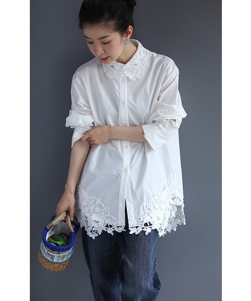 cawaii(カワイイ)の「白花浮かぶデコレーションレースのシャツトップス(シャツ/ブラウス・レディース・ホワイト・FREE)」の12枚目の写真