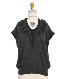 ドゥロワー　18G天竺フリルノースリーブニット Drawer（ドゥロワー）の「＜Drawer（ドゥロワー）＞ 18G天竺