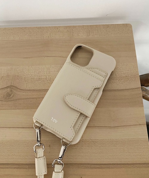 tov（トーヴ）の「【iphone12/12pro対応】ミラーカード付スマホケース（スマホケース/カバー・レディース・ブラック/パープル/アイボリー/グレイッシュベージュ/キャメル/ベージュ/オレンジ/モカ・ONESIZE/FREE）」の5枚目の写真