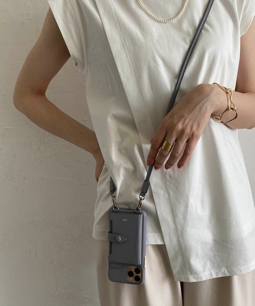 tov（トーヴ）の「【iphone12/12pro対応】ミラーカード付スマホケース（スマホケース/カバー・レディース・ブラック/パープル/アイボリー/グレイッシュベージュ/キャメル/ベージュ/オレンジ/モカ・ONESIZE/FREE）」の7枚目の写真