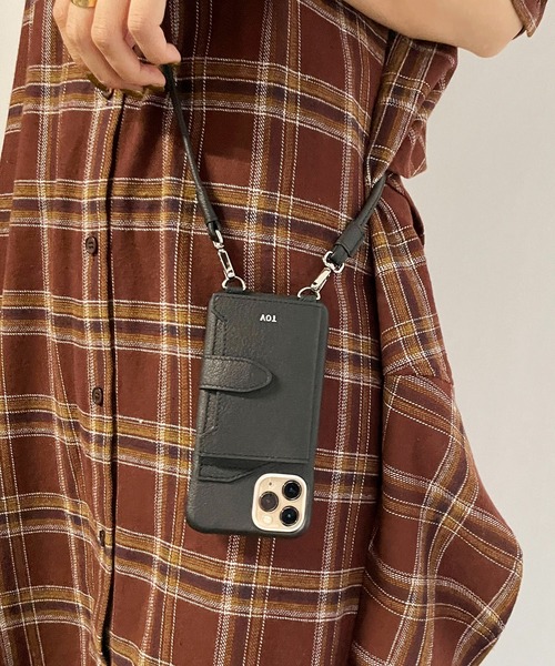 tov（トーヴ）の「【iphone12/12pro対応】ミラーカード付スマホケース（スマホケース/カバー・レディース・ブラック/パープル/アイボリー/グレイッシュベージュ/キャメル/ベージュ/オレンジ/モカ・ONESIZE/FREE）」の3枚目の写真