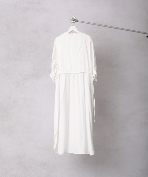 ap retro（アプレトロ）の「異素材使いベストレイヤードロングシャツワンピース（ワンピース・レディース・オフホワイト/ホワイト系その他/ブラック/グリーン系その他・FREE）」の21枚目の写真