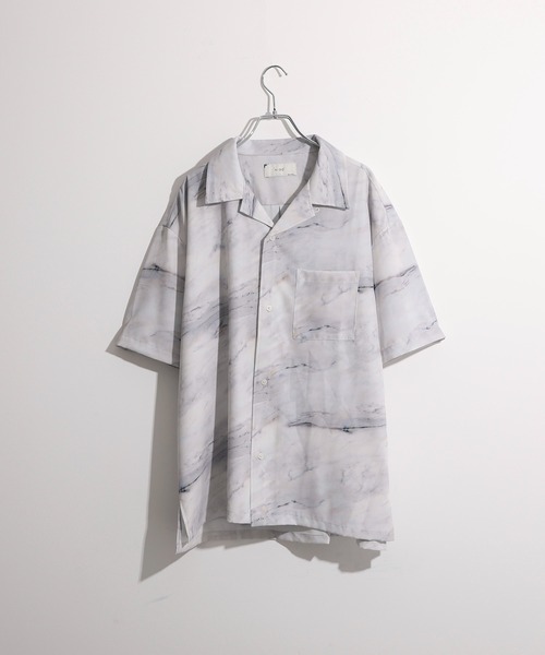 NIDO（ニド）の「【WEARISTA　風早ゆうた×NIDO】総柄シャツ（シャツ/ブラウス・メンズ・ライトグレー/ベージュ/ネイビー/オレンジ/マルチ・MEDIUM/LARGE）」の7枚目の写真