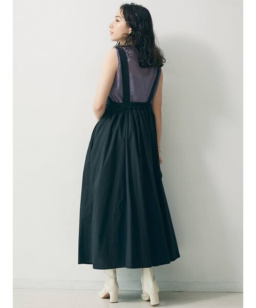 LAGUNAMOON(ラグナムーン)の「ギャザーフレアーキャミワンピース(ワンピース・レディース・アイボリー/ブラック・FREE)」の5枚目の写真