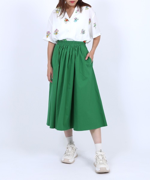 PUNYUS（プニュズ）の「ツイルロングスカート（スカート・レディース・ブラック/グリーン/ライトブラウン/ピンク/アイボリー・4/2/3/1）」の4枚目の写真