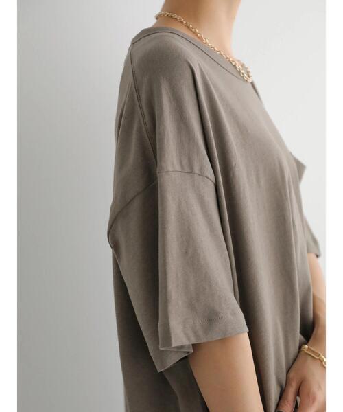 AMERICAN HOLIC(アメリカンホリック)の「ポケット付きゆるカットプルオーバー(Tシャツ/カットソー・レディース・オフホワイト/チャコールグレー/モカ・L/M)」の19枚目の写真