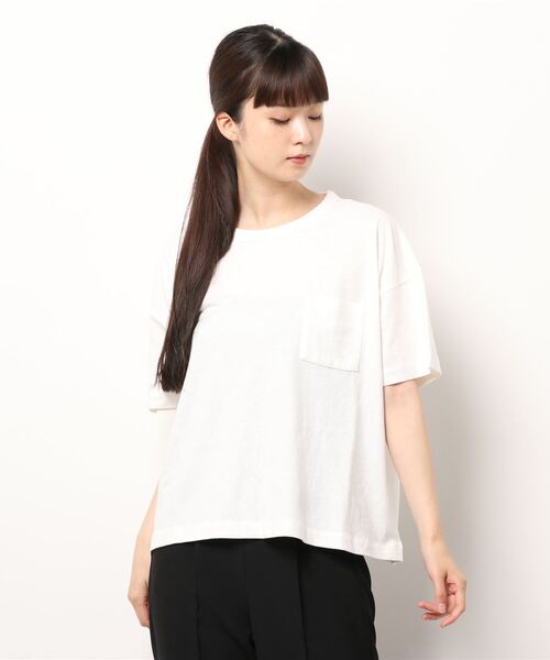 AMERICAN HOLIC(アメリカンホリック)の「ポケット付きゆるカットプルオーバー(Tシャツ/カットソー・レディース・オフホワイト/チャコールグレー/モカ・L/M)」の8枚目の写真