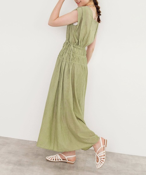 w closet（ダブルクローゼット）の「変形タックシャーリングワンピース（ワンピース・レディース・ライム/パープル/ブラック・FREE）」の3枚目の写真