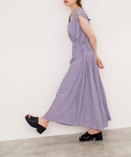 w closet（ダブルクローゼット）の「変形タックシャーリングワンピース（ワンピース・レディース・ライム/パープル/ブラック・FREE）」の22枚目の写真