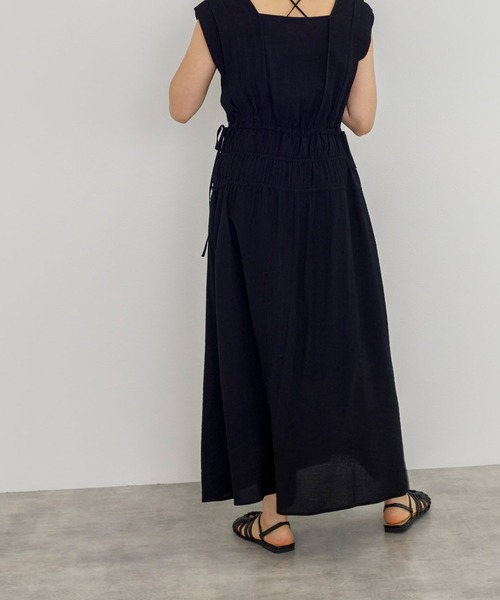 w closet（ダブルクローゼット）の「変形タックシャーリングワンピース（ワンピース・レディース・ライム/パープル/ブラック・FREE）」の6枚目の写真