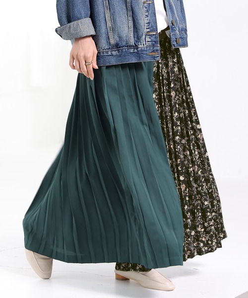 osharewalker（オシャレウォーカー）の「【廃盤】『柄切替プリーツワイドパンツ』（その他パンツ・レディース・ピンク/グリーン・FREE）」の2枚目の写真