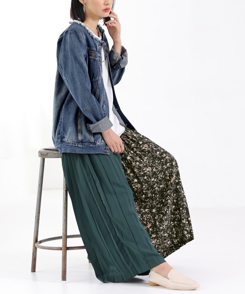 osharewalker（オシャレウォーカー）の「【廃盤】『柄切替プリーツワイドパンツ』（その他パンツ・レディース・ピンク/グリーン・FREE）」の16枚目の写真