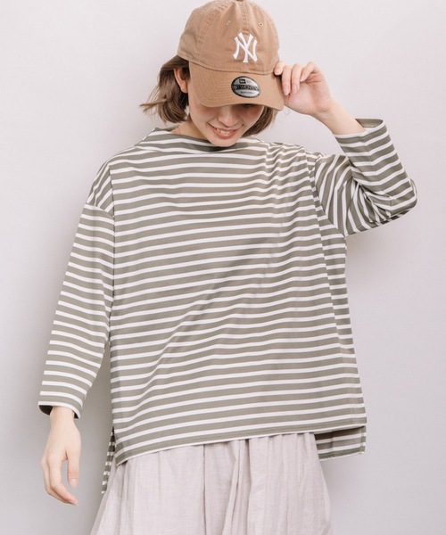 refinedworks(リファインドワークス)の「ボーダーポンチボトルネックPO(Tシャツ/カットソー・レディース・ネイビー/オフホワイト/カーキ・FREE)」の2枚目の写真