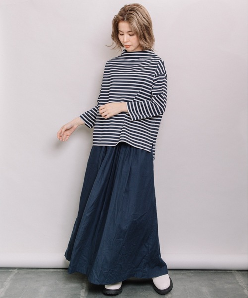 refinedworks(リファインドワークス)の「ボーダーポンチボトルネックPO(Tシャツ/カットソー・レディース・ネイビー/オフホワイト/カーキ・FREE)」の12枚目の写真
