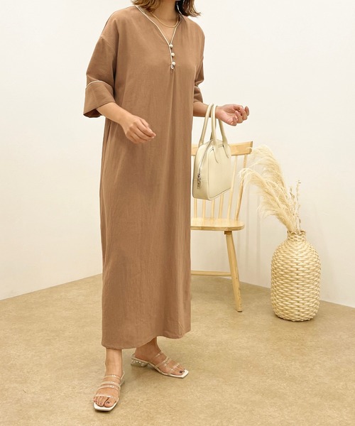 apres jour clair(アプレジュールクレア)の「【apres jour clair】パイピングワンピース【ZOZOTOWN限定アイテム】(ワンピース・レディース・モカ/ベージュ・MEDIUM/SMALL/X-LARGE)」の12枚目の写真
