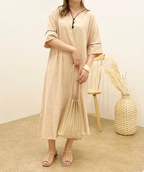 apres jour clair(アプレジュールクレア)の「【apres jour clair】パイピングワンピース【ZOZOTOWN限定アイテム】(ワンピース・レディース・モカ/ベージュ・MEDIUM/SMALL/X-LARGE)」の11枚目の写真
