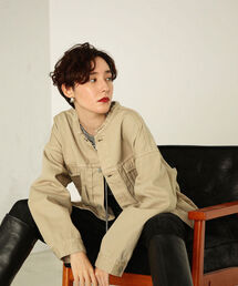 ノーカラーオーバーサイズブルゾン