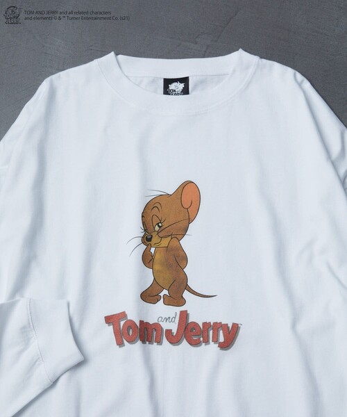 FREAK'S STORE（フリークスストア）の「▽【WEB限定】TOMandJERRY/トムとジェリー　ロングスリーブTシャツ（Tシャツ/カットソー・レディース・ホワイト/ブラック/グレー/オフホワイト/ナチュラル/チャコール・ﾌﾘ-）」の3枚目の写真