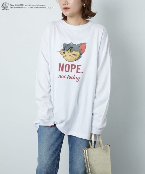 FREAK'S STORE（フリークスストア）の「▽【WEB限定】TOMandJERRY/トムとジェリー　ロングスリーブTシャツ（Tシャツ/カットソー・レディース・ホワイト/ブラック/グレー/オフホワイト/ナチュラル/チャコール・ﾌﾘ-）」の18枚目の写真