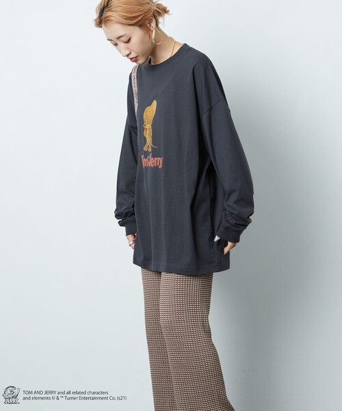 FREAK'S STORE（フリークスストア）の「▽【WEB限定】TOMandJERRY/トムとジェリー　ロングスリーブTシャツ（Tシャツ/カットソー・レディース・ホワイト/ブラック/グレー/オフホワイト/ナチュラル/チャコール・ﾌﾘ-）」の16枚目の写真