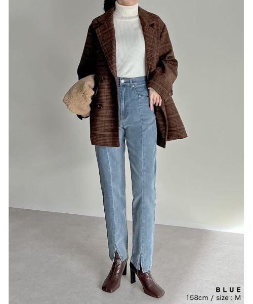 Re:EDIT（リエディ）の「[累計販売枚数2.8万枚突破！][低身長/高身長サイズ有][サステナブル]センタースリットリサイクルデニムパンツ（デニムパンツ・レディース・ブルー/ネイビー/ブラック/グレー・AS/AM/MEDIUM/TALL/LARGE/SMALL）」の19枚目の写真