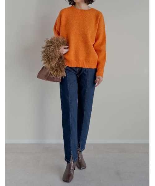 Re:EDIT（リエディ）の「[累計販売枚数2.8万枚突破！][低身長/高身長サイズ有][サステナブル]センタースリットリサイクルデニムパンツ（デニムパンツ・レディース・ブルー/ネイビー/ブラック/グレー・AS/AM/MEDIUM/TALL/LARGE/SMALL）」の13枚目の写真