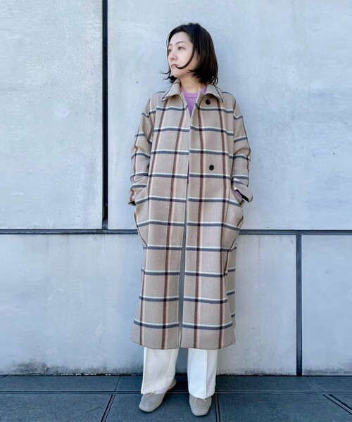 DRESSTERIOR（ドレステリア）の「◆【CLASSY.12月号掲載】ツイードチェックステンカラーコート（ステンカラーコート・レディース・ベージュ系その他2・38/36）」の16枚目の写真