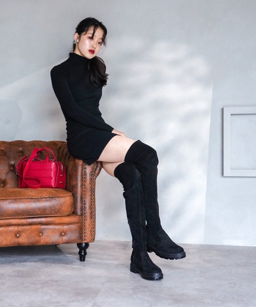 VIVIAN（ヴィヴィアン）の「厚底ストレッチニーハイブーツ（ブーツ・レディース・ブラック系その他2/ブラック系その他3・LL/S/M/L）」の22枚目の写真