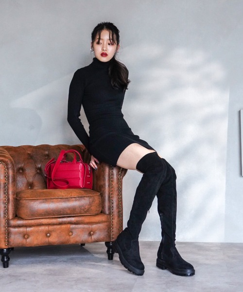 VIVIAN（ヴィヴィアン）の「厚底ストレッチニーハイブーツ（ブーツ・レディース・ブラック系その他2/ブラック系その他3・LL/S/M/L）」の8枚目の写真