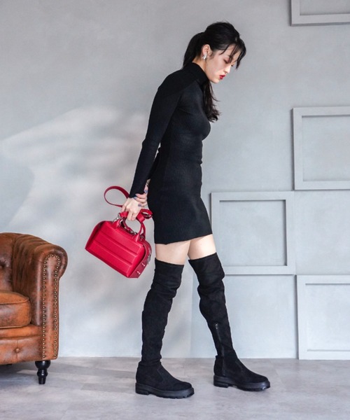 VIVIAN（ヴィヴィアン）の「厚底ストレッチニーハイブーツ（ブーツ・レディース・ブラック系その他2/ブラック系その他3・LL/S/M/L）」の13枚目の写真