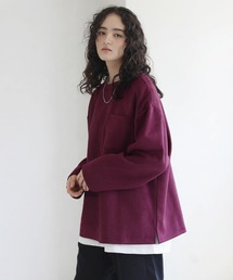 ETELIO | フェイクスウェード プルオーバー×長袖レイヤード カットソー(アンサンブル)