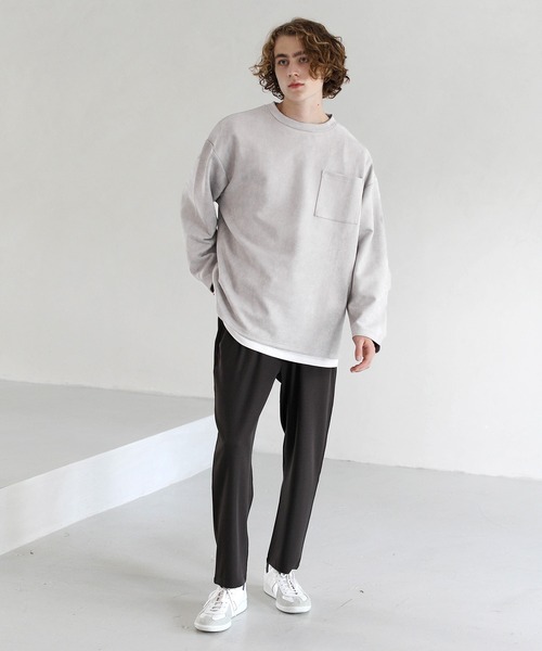 ETELIO（エテリオ）の「フェイクスウェード プルオーバー×長袖レイヤード カットソー（アンサンブル・メンズ・グレー/チャコール/ワイン/ベージュ・L/M/S）」の7枚目の写真