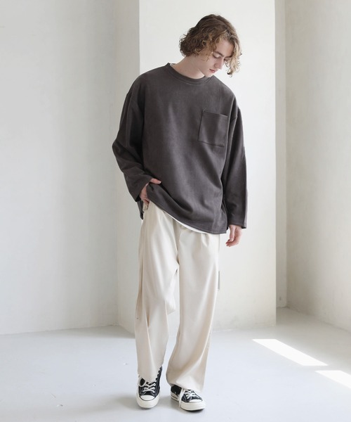 ETELIO（エテリオ）の「フェイクスウェード プルオーバー×長袖レイヤード カットソー（アンサンブル・メンズ・グレー/チャコール/ワイン/ベージュ・L/M/S）」の10枚目の写真